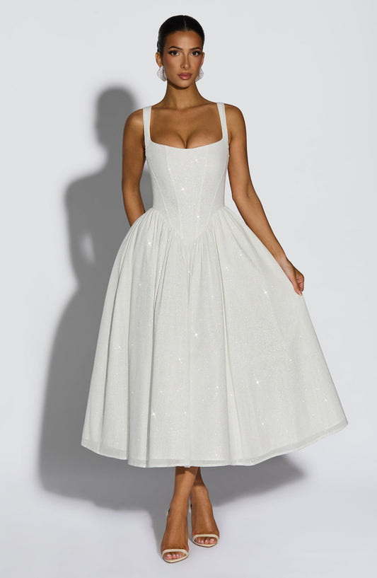 Vivienne Midi Dress - Ivory Sparkle